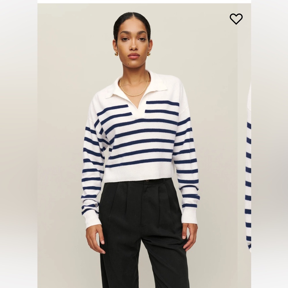Reformation cashmere striped polo